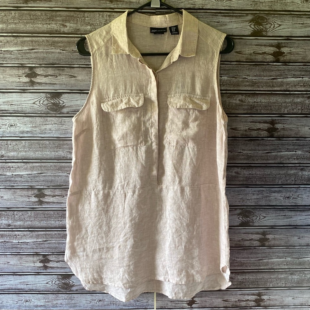 NWT Jones New York Women's 100%‎ Linen Sleeveless Top Size M